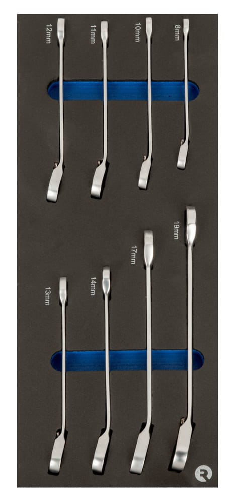 Ratcheting combination wrench set 8pcs 8-19mm in 1/3 foam