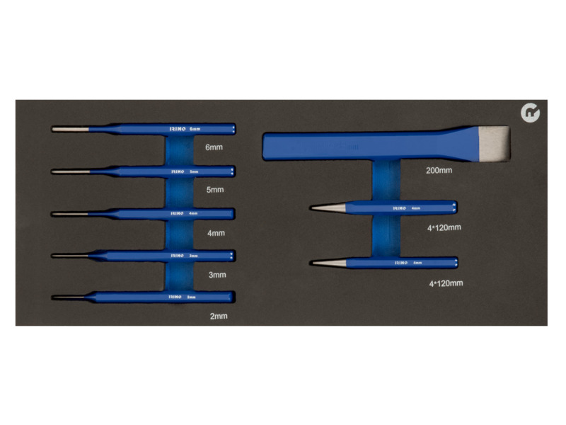 Pin puches and chisels set 8pcs 1/3 foam Irimo