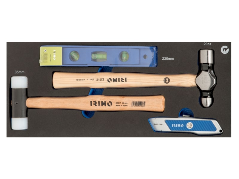 Mixed tools set (level, hammers, knife) 4pcs 1/3 foam Irimo