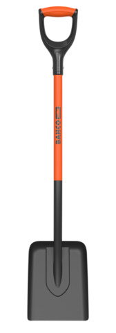 Square shovel 235x305mm with steel shaft and two component plastic D-handle, 1295mm