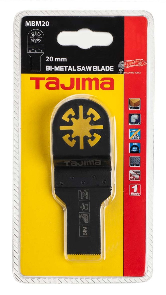 Daudzfunkcionāls bimetāla zāģa asmens, 20mm zāģmateriāls. Kokam, plastmasai un metālam