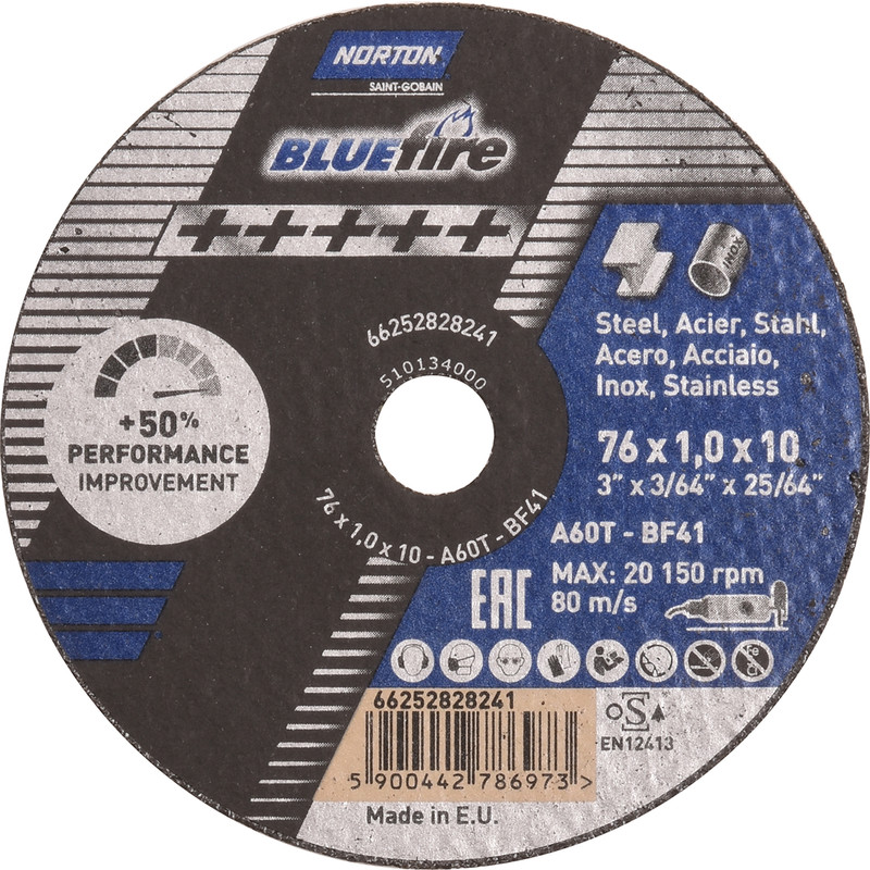 Lõikeketas Norton Blue Fire A60 T41 - 76x1x10mm