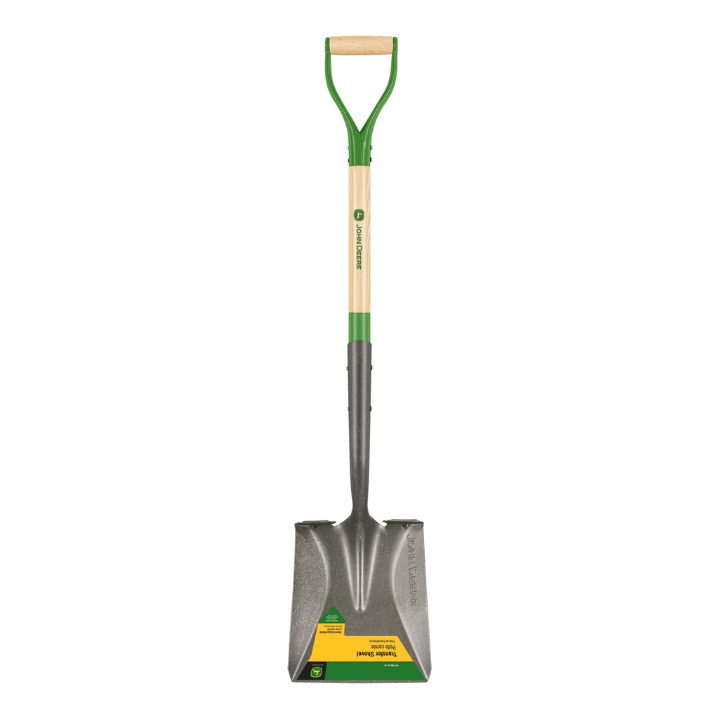Square shovel with wooden shaft 113 cm and steel D-grip handle John Deere®