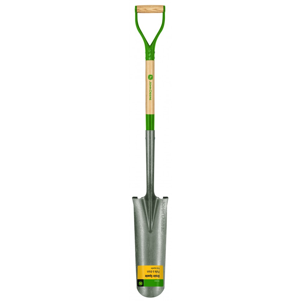 Drain spade with wooden shaft 121 cm and steel D-grip handle John Deere®
