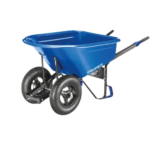 Professional heavy gauge HDPE wheelbarrow with pneumatic dual wheels 120L Truper®
