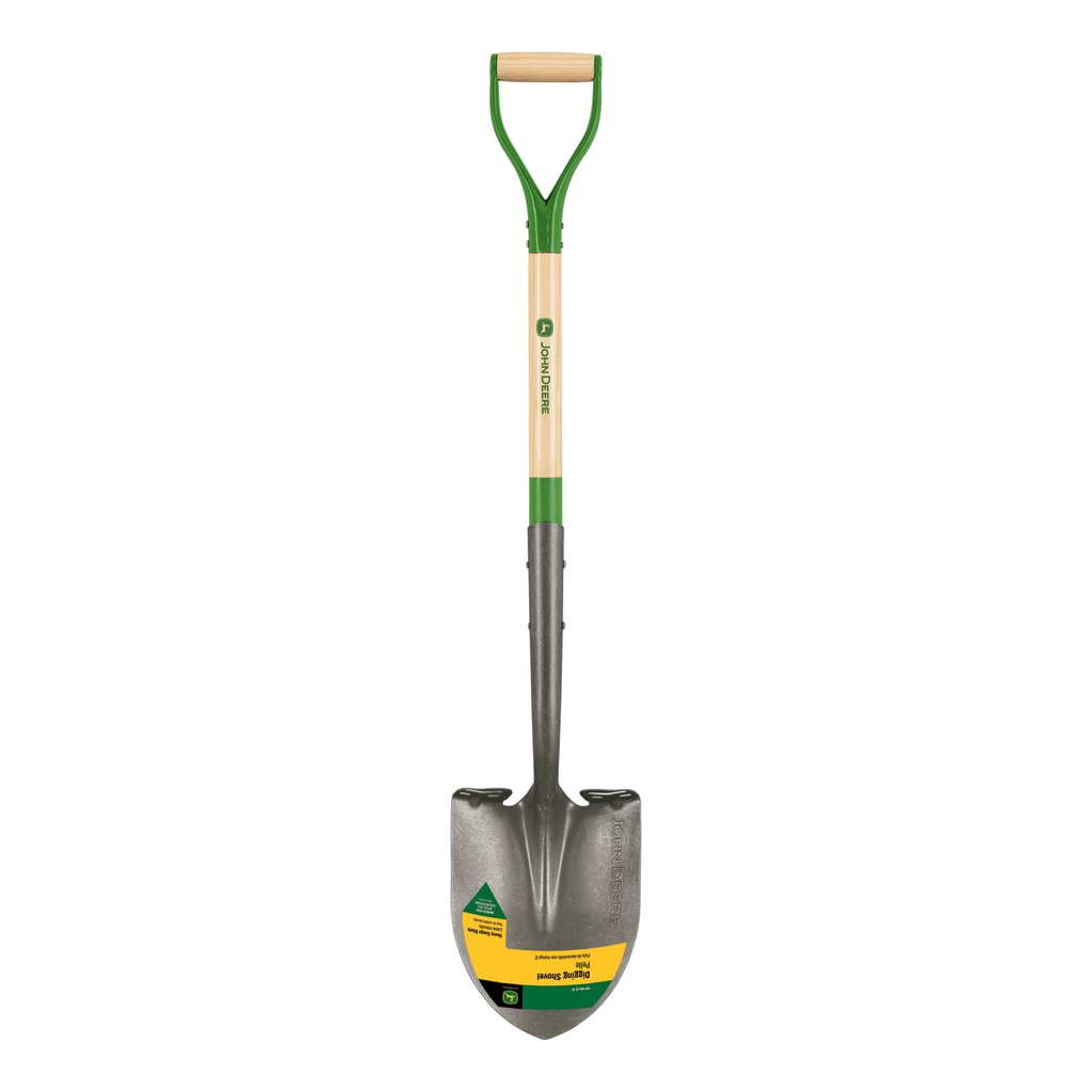 Lāpsta ar apaļu asmeni ar koka kātu 113 cm un tērauda D veida rokturi John Deere®