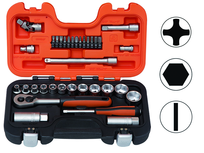 Socket set inch sizes 1/4" & 3/8"