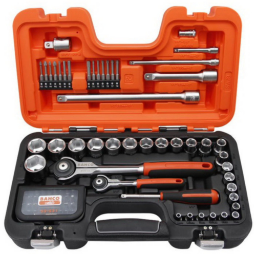 Socket set 1/4"+1/2" 4-27mm sockets, swivel head ratchets + long and short bits. 79pcs