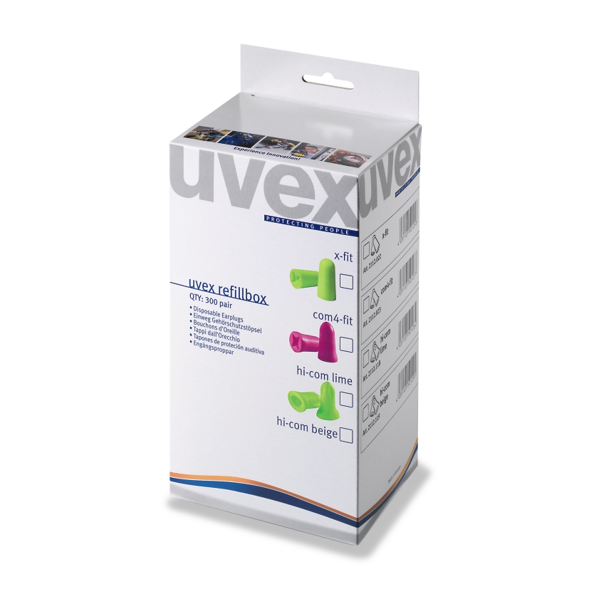 Earplugs X-fit without cord refill box for the Uvex dispenser, 300 pairs. SNR 37 dB