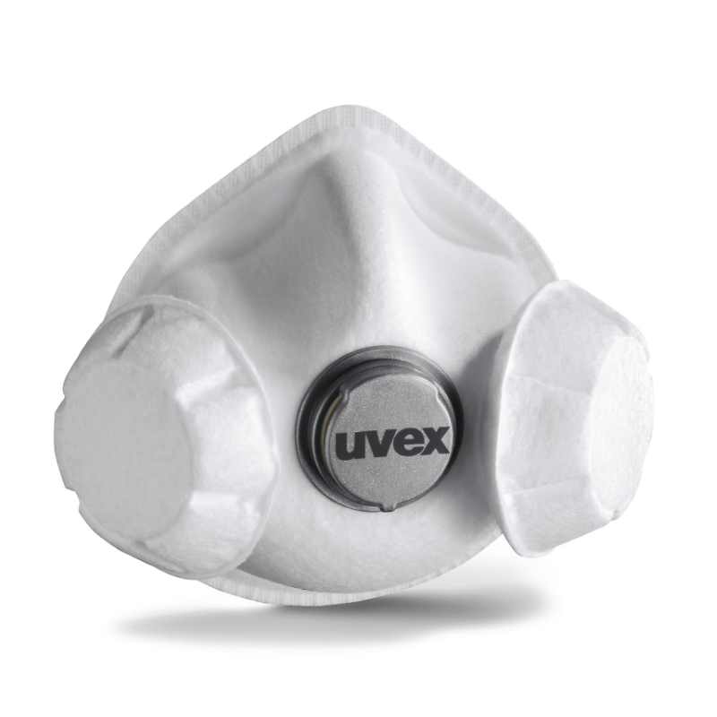 UVEX respirātors Silv-Air Exxcel 7333 3D, FFP3, vairākreiz lietojams, ar lielu vārstu un diviem papildus sāna vārstiem vieglākai elpošanai