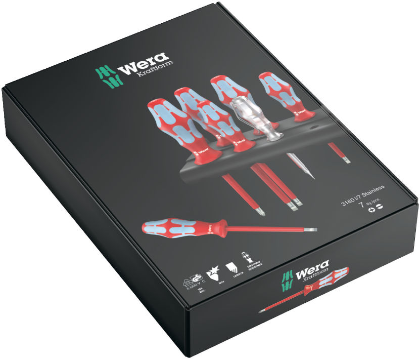 Wera 3165 i/6 VDE insulated stainless screwdriver set 6pcs PZ+SL, with rack