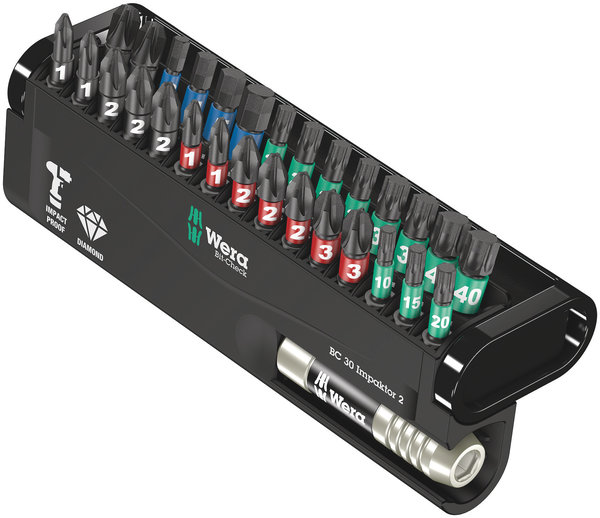 Wera Bit-Check 30 Impaktor bit holder and 25mm PH+PZ+TORX+HEX bits set 30 pcs