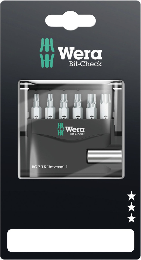 Wera Bit-Check 7 Standard TORX otsakute kmpl 7 osa T10-T40
