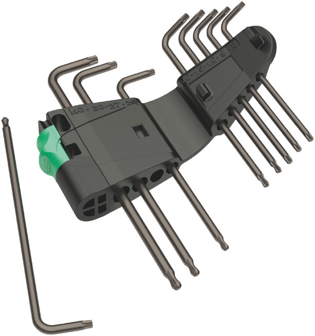 Wera 967/9 TORX L-key set 9pcs TX 8-40, Blacklaser