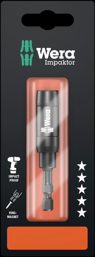 Wera 897/4 Impaktor 1/4" bit holder with magnet and retaining ring, 75mm