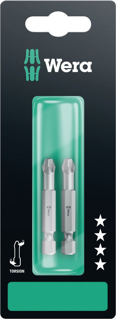 Wera 855/4 TZ Torsion bits PZ 3 x 50mm, 2pcs