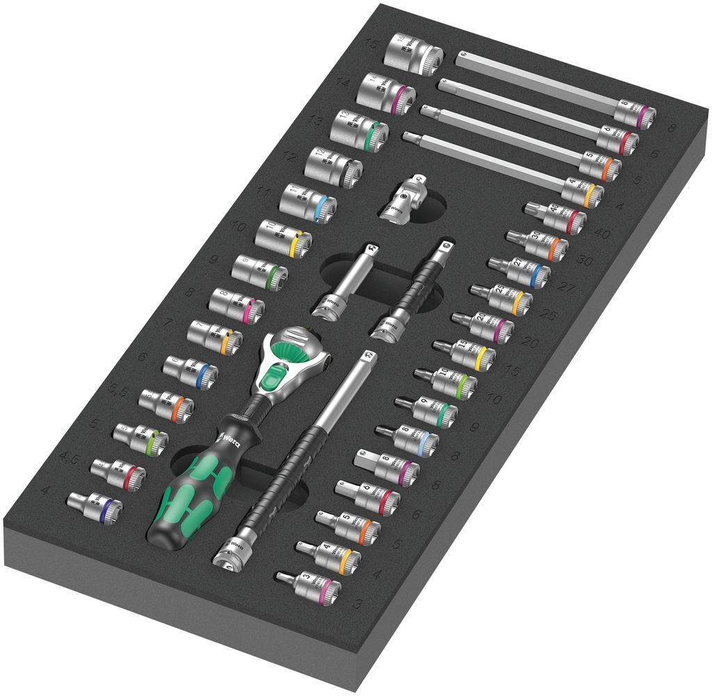 Wera 9720 Foam insert 8000 A Zyklop 1/4" ratchet set, 37pcs