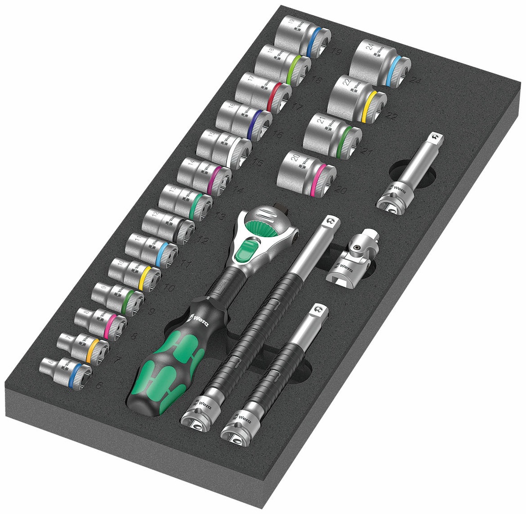Wera 9721 Foam insert 8000 B Zyklop 3/8" ratchet set, 23pcs
