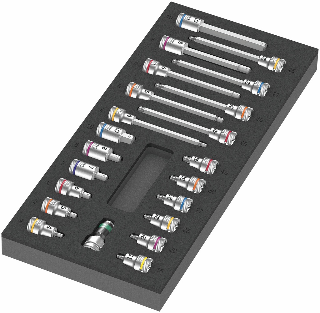 Wera 9723 Foam insert Zyklop B 3/8" bit socket set, 22pcs TORX+HEX