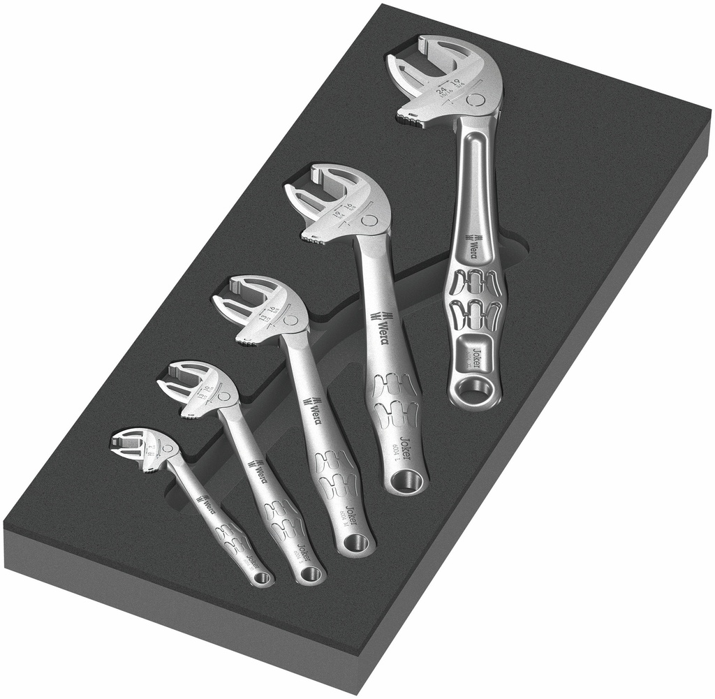 Wera 9732 Foam insert 6004 Joker self-setting adjustable wrench set, 5pcs