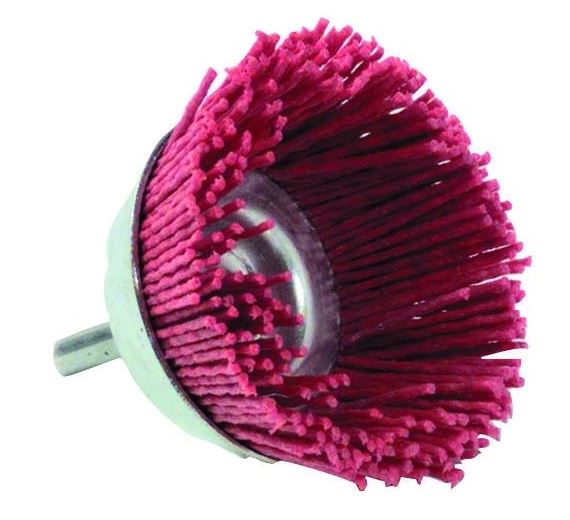 Nylon cup brush for drill, Ø65mm, 1/4" HEX shank