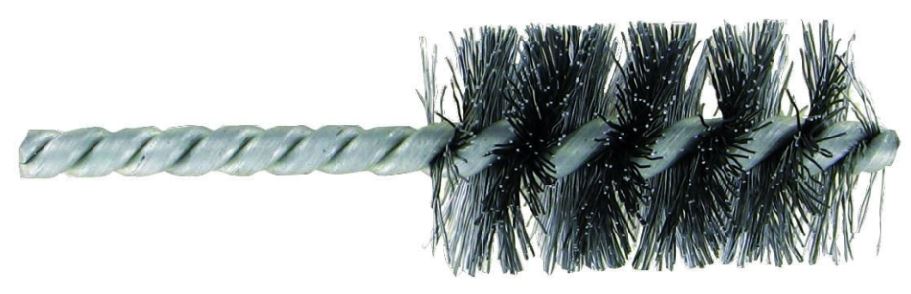 Tube & internal brush for drill, 38x200mm, 0.35mm crimped steel wire