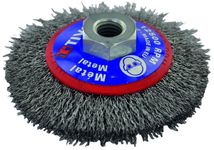 Steel wire brush for angle grinder, 100mm, Ø0.35mm, M14