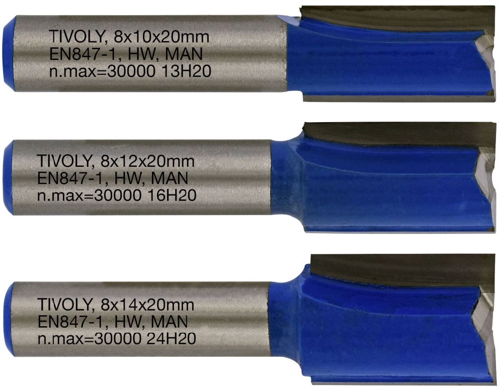 Straight slotting cutters set 10 / 12 / 14 mm, 8mm shank