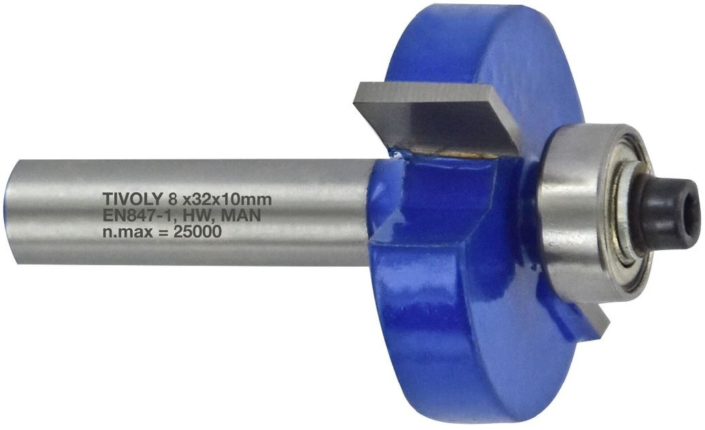 Rabbeting cutter with ball bearing, 31.8x10 mm, 8mm shank