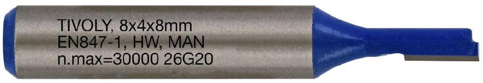 Straight slot cutter, 4x8 mm, 8mm shank