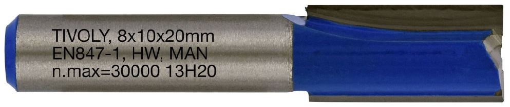 Straight slot cutter, 10x8 mm, 8mm shank