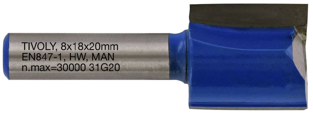 Straight slot cutter, 18x8 mm, 8mm shank