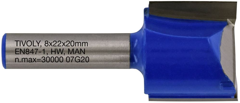 Straight slot cutter, 22x8 mm, 8mm shank