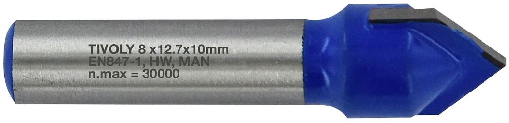 V-groove cutter 12.7 mm, 90°, 8mm shank