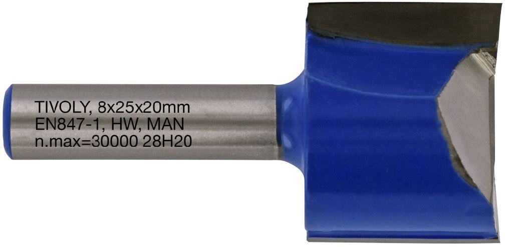 Straight slot cutter, 25x8 mm, 8mm shank
