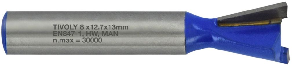 Dovetail cutter 14.3x13 mm, 14°, 8mm shank