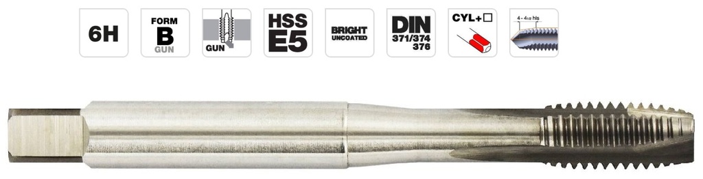 Machine tap M6x1.0, DIN HSS-E5, GUN