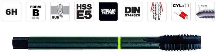 Machine tap MF20x2.0, HSS-E5 DIN, straight flute, GUN