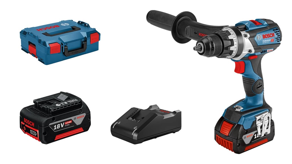 Cordless drill Bosch GSR 18V-110 C, 2x5.0Ah, GAL 18V-40, 0-480 / 0-2.100 min.-1