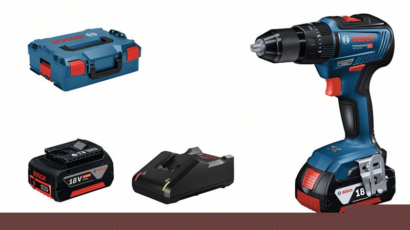 Cordless impact drill Bosch GSB 18V-55, 2x4.0Ah, GAL 18V-40, 0-450 / 0-1.750 min.-1