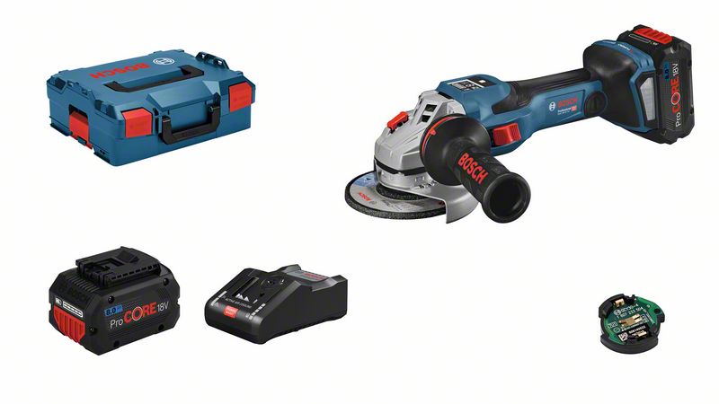 Cordless angle grinder Bosch GWS 18V-15 SC, 2x8.0Ah ProCORE 18V, GAL 18V-160 C, 3.400 - 11.000 min.-1, BITURBO