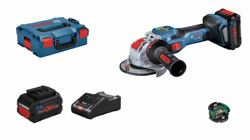 Cordless angle grinder Bosch GWX 18V-15 SC, 2x8.0Ah ProCORE 18V, GAL 18V-160 C, 3.400 - 11.000 min.-1, BITURBO