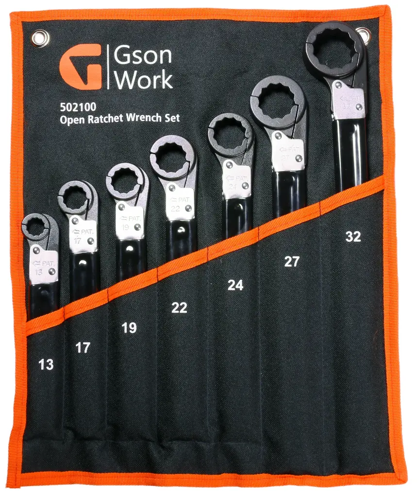 Open Ratchet Wrench Set 13,17,19,22,24,27,32 mm