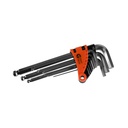 Ball Point Hex Key Set 9pcs, 1,5, 2, 2,5, 3, 4, 5, 6, 8, 10 mm