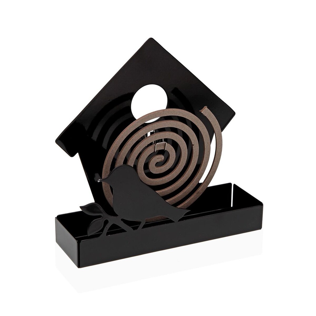 Support for mosquito coils Versa Black Metal 5 x 17 x 17 cm Bird