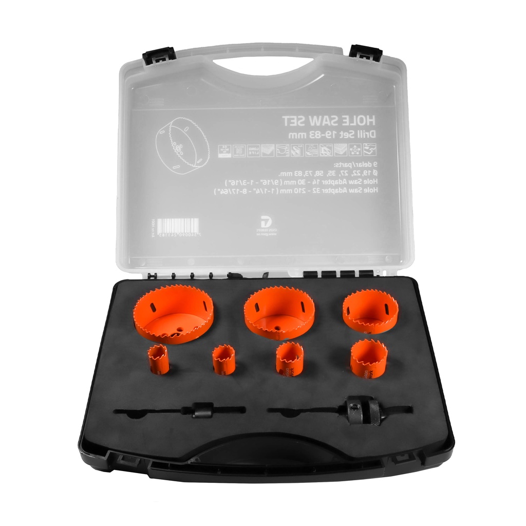 Hole Saw Bi-Metal Cobolt Set 9 pcs 19,22,27,35,58,73,83 mm