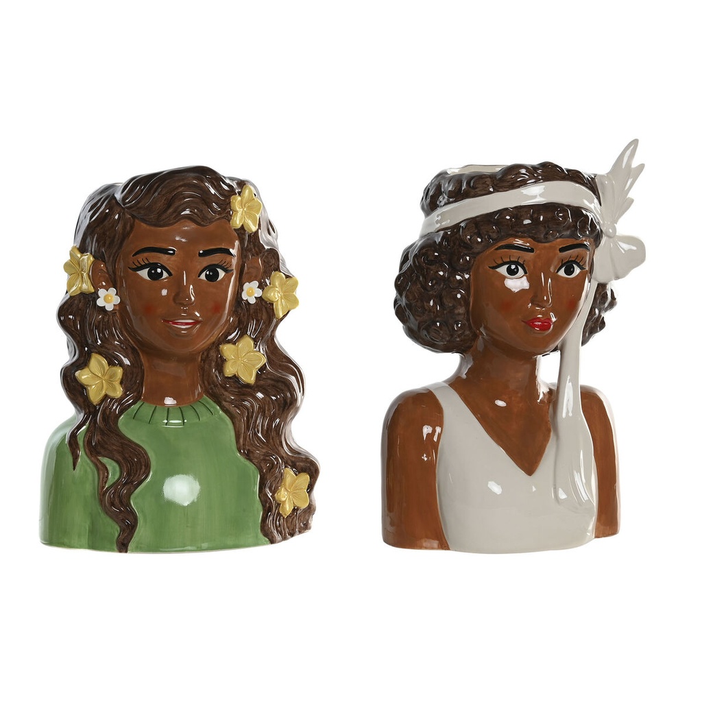 Planter Home ESPRIT White Green Ceramic Urban