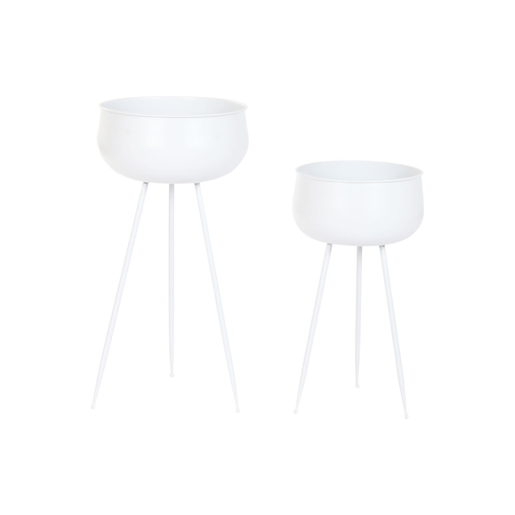 Planter Home ESPRIT White Metal Urban 34 x 34 x 70 cm (2 Pieces)