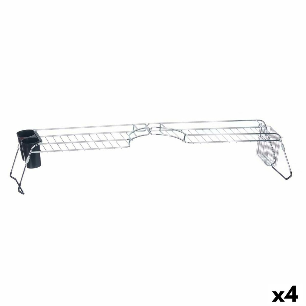 Extendable Dish Drainer for Sink Kinvara W3422A-1 Black Silver Metal polypropylene 44 x 11 x 16 cm (4 Units)