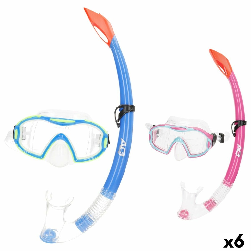 Snorkel Goggles and Tube AquaSport Blue Pink (6 Units)
